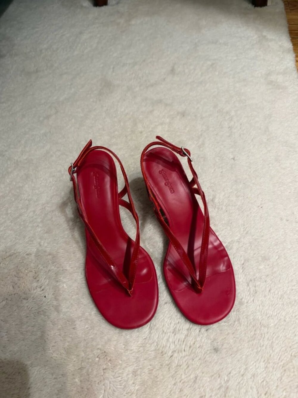 Gimaguas Red Patent Leather Sandal Wedges